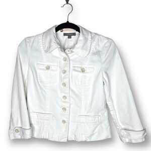 Ann Taylor Size 4 Petite White Button Up Cotton Casual Minimalist Jacket